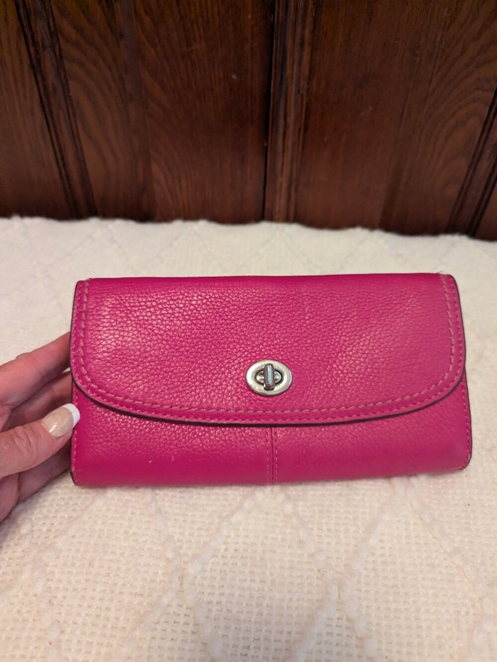 Coach Pink Leather-Turn Lock Wallet